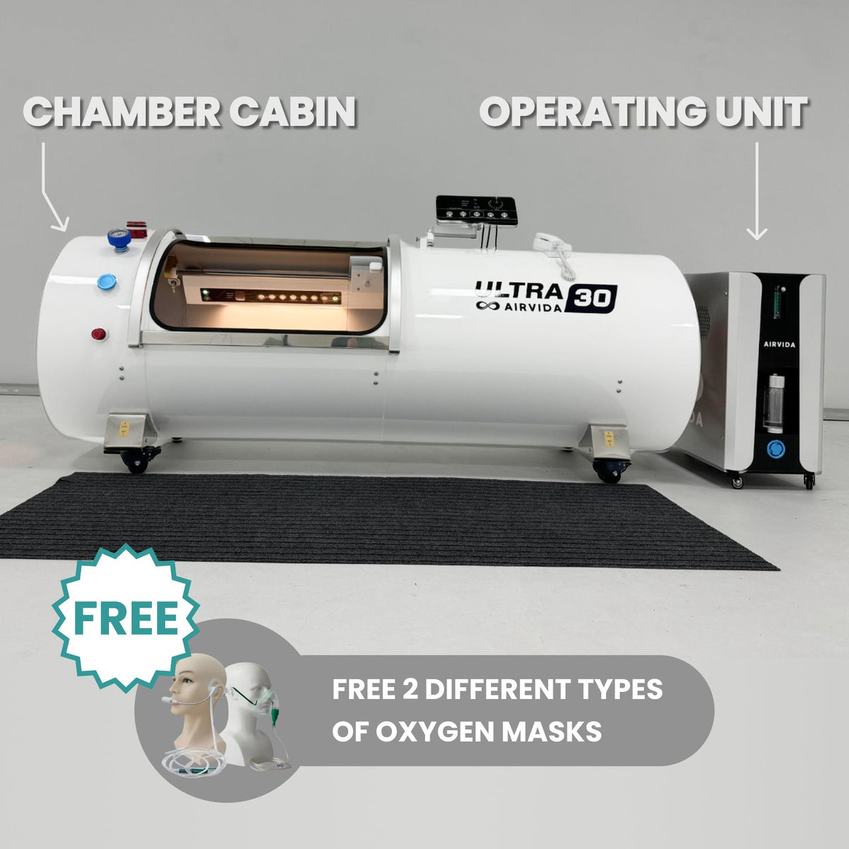 Airvida Ultra Hard Shell Lying Hyperbaric Chamber – 1.3–2.0 ATA