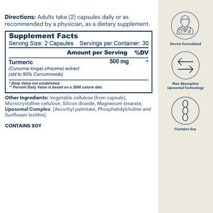 Liposomal Curcumin 500 mg - Capsules (60 Count/ 30 Servings)