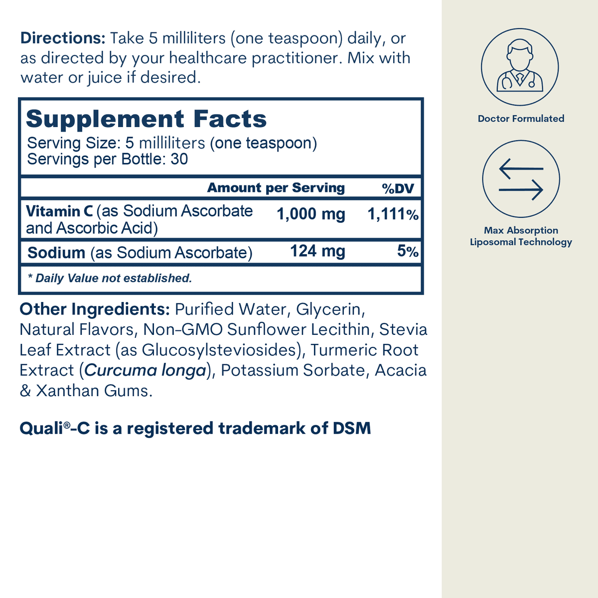 Liposomal Vitamin C - Liquid - Original Orange Formula  (5 FL OZ / 30 Servings)