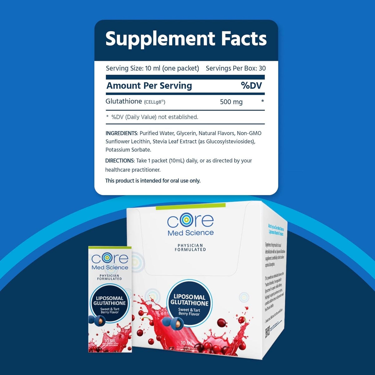 Liquid Liposomal Glutathione Single Serve 30pk - Sweet and Tart Berry Flavor